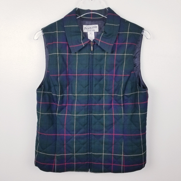Pendleton Jackets & Blazers - VTG Pendleton Heritage Tartan Quilted Plaid Wool Zip Front Vest size Medium